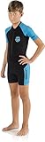 Cressi Little Shark Jr Shorty 2mm - Kurzarm Neoprenanzug für Kinder,Schwarz/Blau, 11/12 Jahre