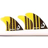 DORSAL Carbon Hexcore Quad Surfboard Fins (4) Honeycomb FUT Base Yellow