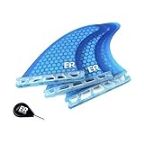 Eisbach Riders Surfboard Future Fiberglass Honeycomb Fin Thruster Set mit Fin Key (Größe Small/Medium/Large) - Finnen Flossen für Surfbrett und SUP (Blau, G5 - Medium)