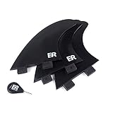 Eisbach Riders Surfboard Fin Set FCS Thruster schwarz mit Fin Key (Größe G5 Medium) - Finnen Flossen für Surfbrett und SUP (Schwarz)