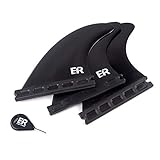 Eisbach Riders Surfboard Future Fin Thruster Set mit Fin Key (Größe G5 Medium) - Finnen Flossen fürs Kiteboard und Surfbrett (Schwarz)