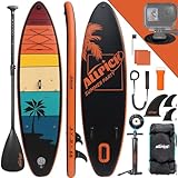 ALLPICK Premium SUP Board Set | Stand Up Paddling Board Aufblasbar | Mit Universal Kamerahalterung | Komplettes Zubehör | Verstellbares Paddel | Anfänger & Fortgeschrittene | 150kg/180kg